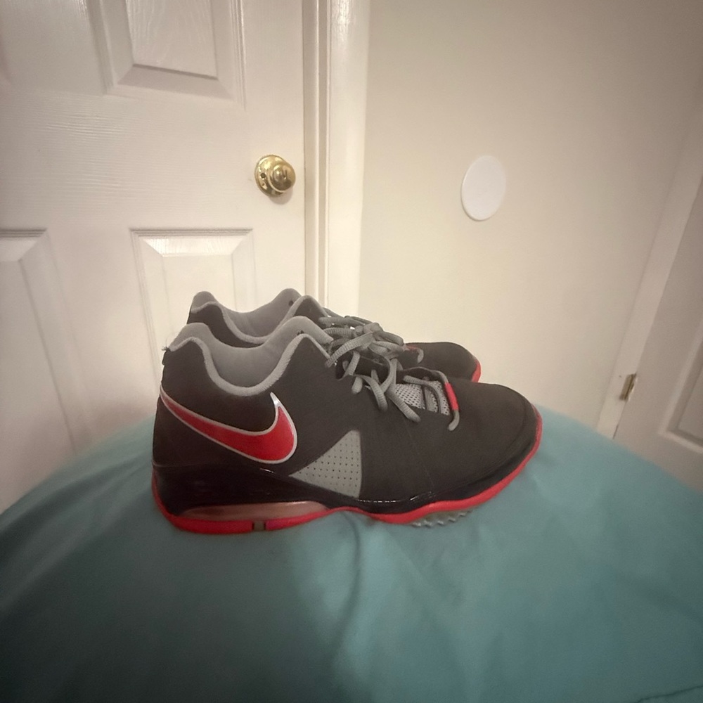 Nike Gray and Red Athletic Shoes with Ankle Support